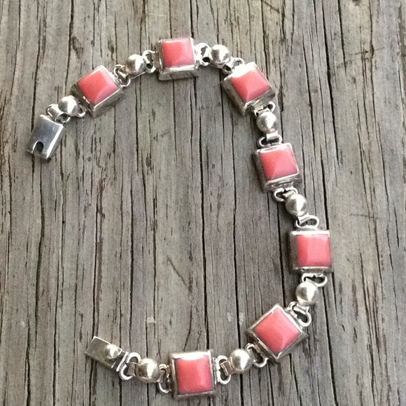Vintage Orange Coral Sterling Silver Bracelet - Picture 1 of 12